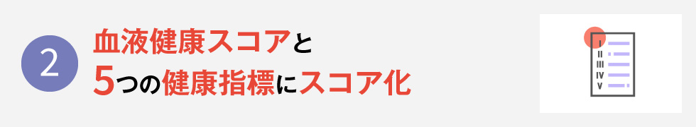 血液健康スコアと5つの健康指標にスコア化