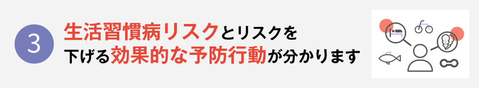 生活習慣病リスクとリスクを差月効果的な予防行動が分かります
